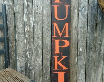 Wooden Pumpkin Sign Vertical Sign Fall Decor Fall Sign Autumn Sign Autumn Decor Halloween Decor