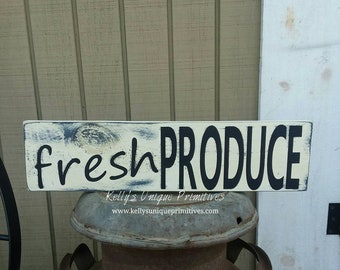 Fresh Produce Sign Farmhouse Sign Farmhouse Decor Kitchen Decor Wall Decor Country Decor Primitive Decor Rustic