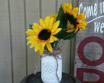 Sunflower Mason Jar Arrangement Sunflower Floral Arrangements Mason Jar Decor Farmhouse Decor Country Decor