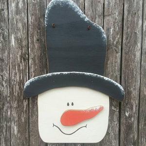 Primitive Snowman Head Snowman Door Hanger Christmas Decor Holiday Decor Home Decor Country Primitive Decor