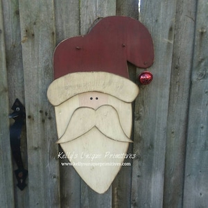 Primitive Santa Head Santa Door Hanger Christmas Decor Holiday Decor Primitive Country Decor bild 1