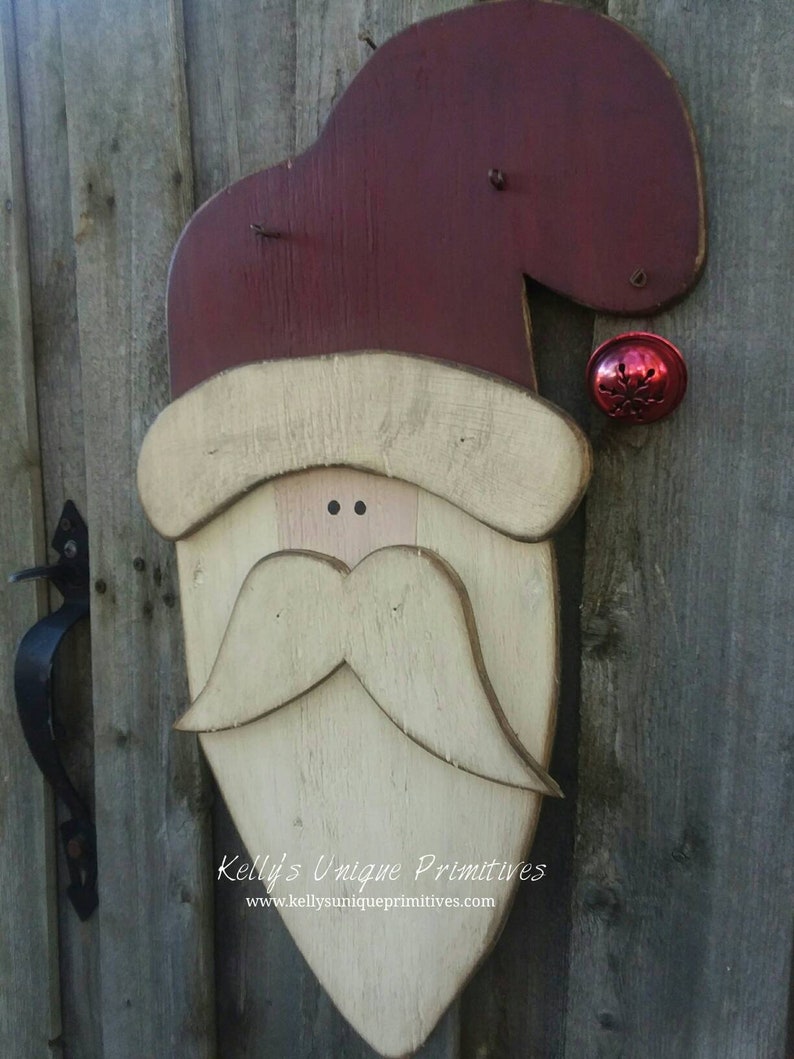 Primitive Santa Head Santa Door Hanger Christmas Decor Holiday Decor Primitive Country Decor bild 2