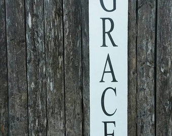 Vertical Say Grace Wooden Sign Grace Signs Farmhouse Signs Country Decor Farmhouse Decor Rustic