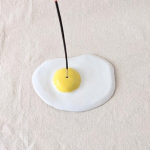 Sunny side up! - Ceramic egg Incense holder.