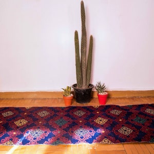 Handwoven Egyptian Kilim Rug | Bohemian Colorful Handmade Wool Rug | Egyptian Bedouin Handwoven Area Rug Kilim With Patterns | Boho Area Rug