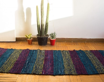 Handwoven Egyptian Wool Kilim Rug: Bohemian Colorful Boho Decor