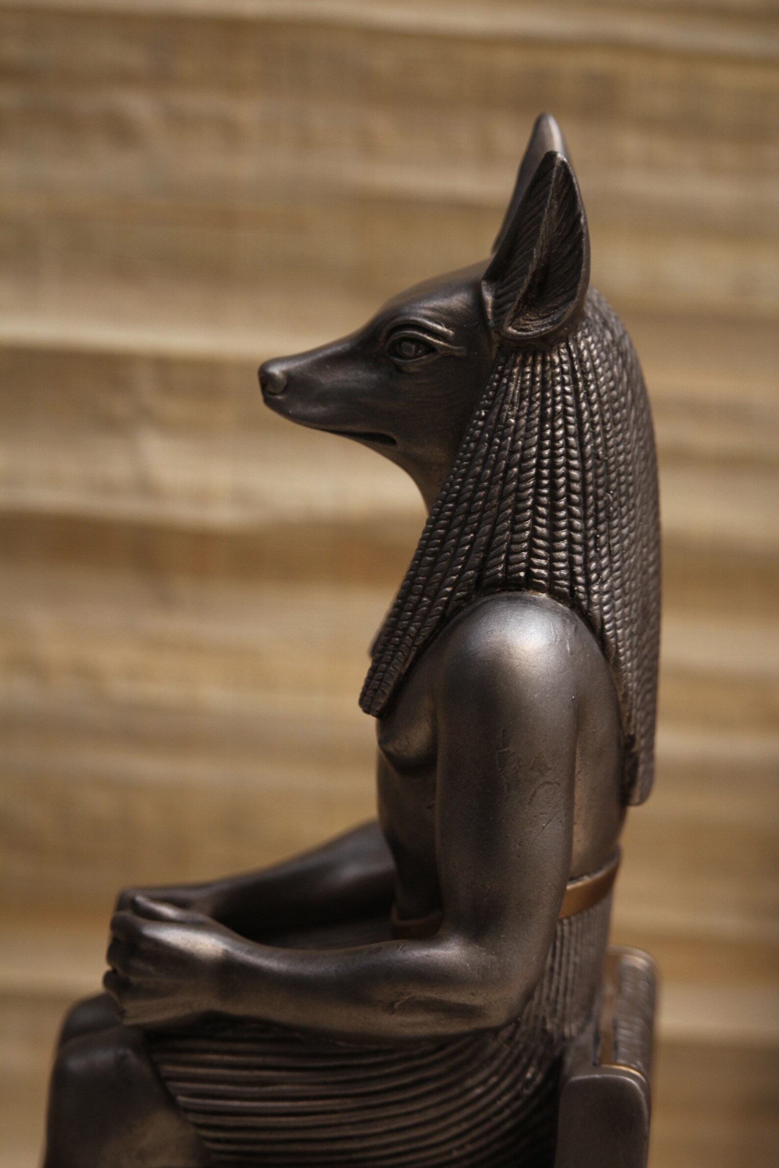 Exquisite Handmade Silver Anubis Jackal Head Statue Sculpture God Of