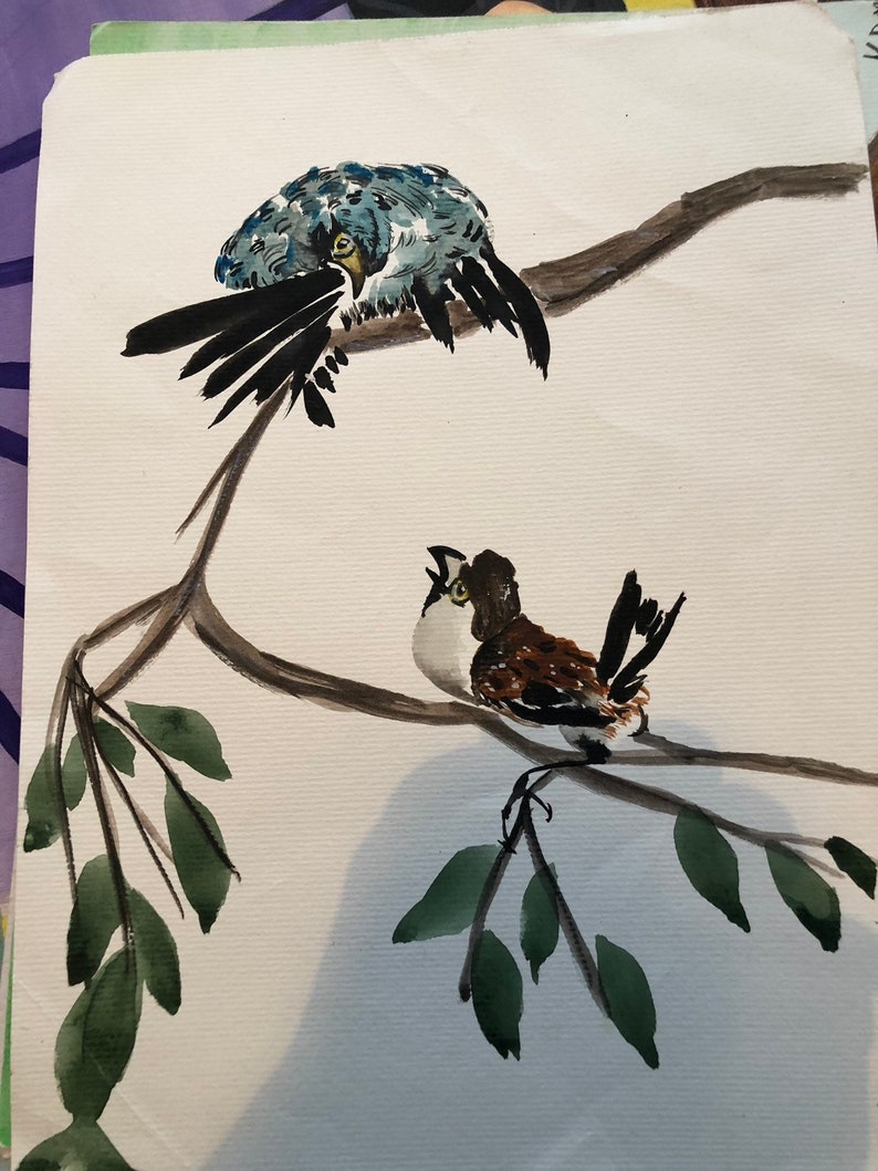 Sparrows Quarrel Art Collectibles Painting Lifepharmafze
