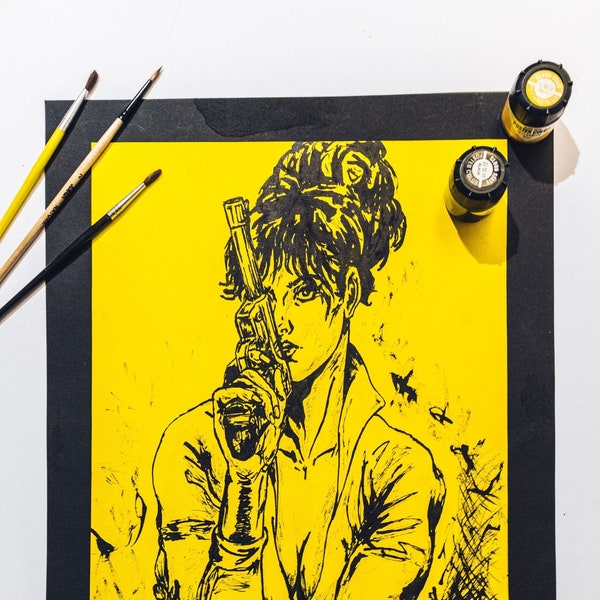 Modesty Blaise - Original Ink Drawing – Modesty Blaise, Black and White Art, Home Decor, Comics art