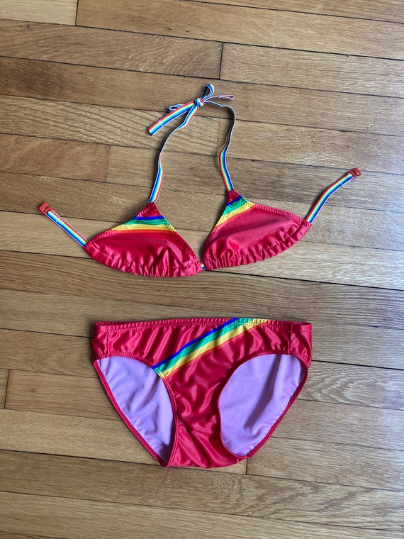 Vintage 70’s Rainbow Bikini Pride European Swimsui