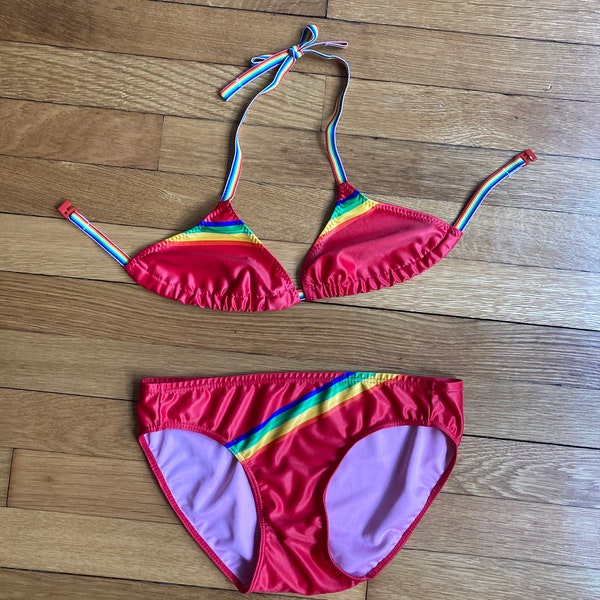 Vintage 70’s Rainbow Bikini Pride European Swimsuit