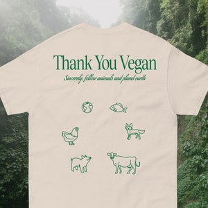Thank You Vegan Shirt with Animal Illustrations | For the Animals Tshirt | Vegan Gift