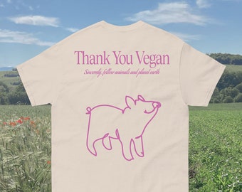 Vegan Pig Shirt | Thank You Vegan Tshirt | Vegan Gift