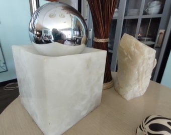 Vintage Modern 1970's Marble Base Accent Lamp with Chrome Bulb