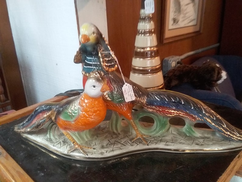 Vintage HUGE ceramic pheasants
