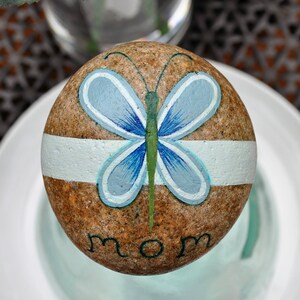 Hand Painted Butterfly Stone, Happy Mothers Day Rock, Gift for Mom, Butterfly Art,  Paper Weight, Stone Art
