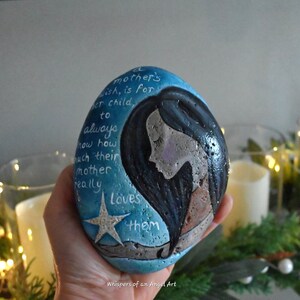 Painted Stone, Gift for Mother, Hand Painted Rock, Inspirational Art, Art on Rock, Stone Paperweight