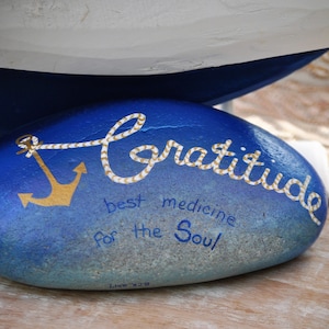 Nautical Painted Stone, Hand Painted Inspirational Rock,   Coastal Decor, Door Stopper, Beach House Gift