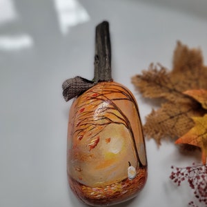 Hand Painted Stone, Painted Pumpkin Rock, Baby Loss Gift, Sentimental Art, Gift for Grief, Painted Rock, Autumn Art, Child Loss Art