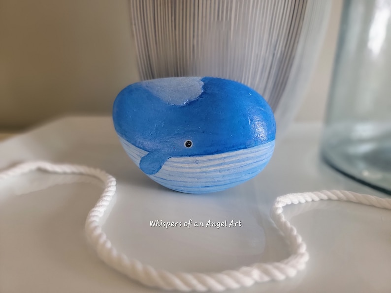 Reversible Whale Stone, Stone Art, Whale Painted Rock, Hand Painted