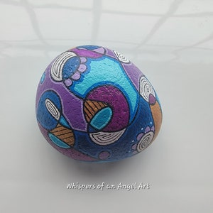Abstract Rock Art, Hand Painted Stone, Decorative Stone, Colorful Paperweight