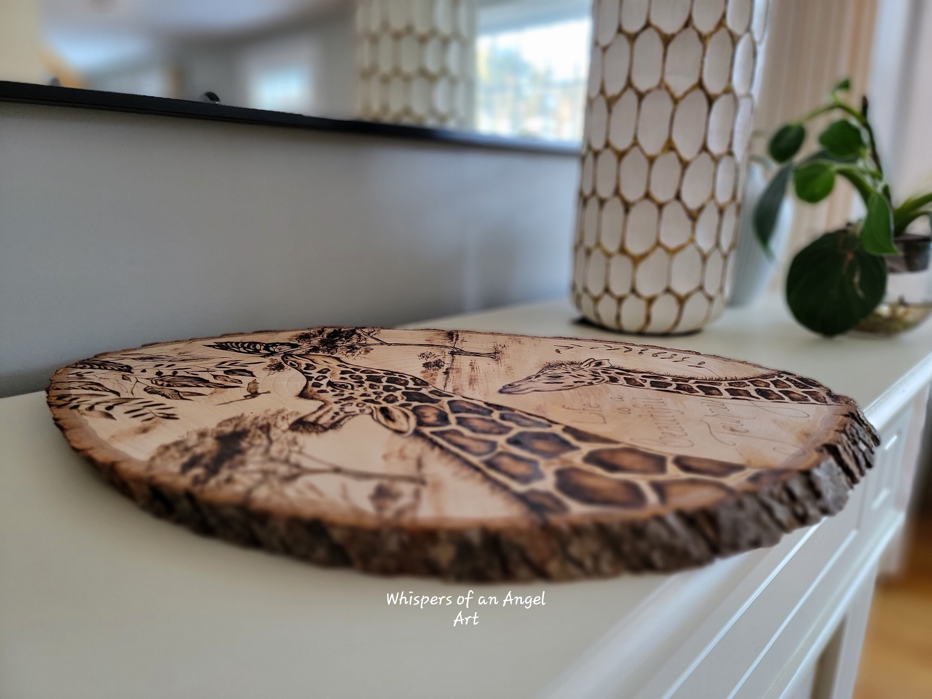 Hand Burned Art, Giraffe Wall Art, Pyrography Design, Etched Wood Art