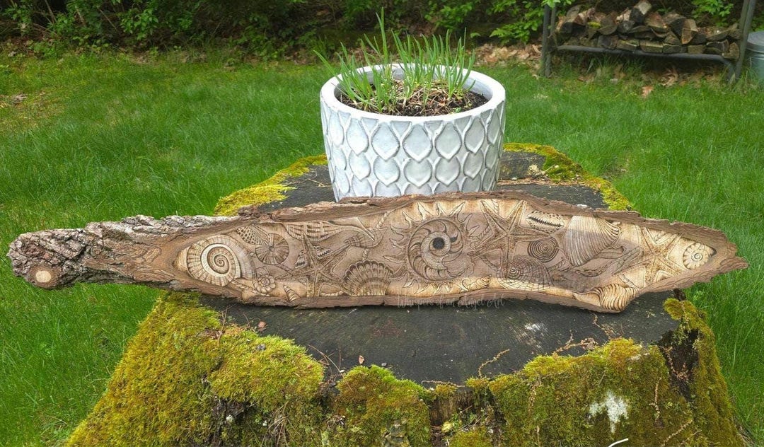Pyrography Nautical Wood Art: Hand Burned Black Walnut Live Edge Decor ...