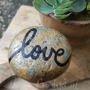 Hand Painted Stone, Inspirational Rock, Marriage Gift,  Love Paper Weight, Anniversary Gift, Love Stone, Valentines Gift