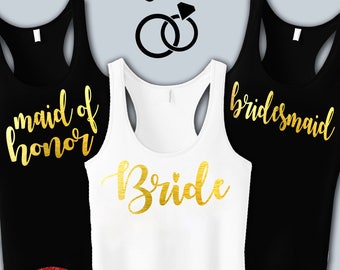 Bride Tank Bridesmaid Shirts Bride Shirt Maid of Honor Bridal Shower Bachelorette Party Shirts Bridesmaid Gift