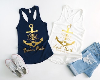 Last Sail Before The Veil Shirts, Vrijgezellenfeest shirts, Nautische Vrijgezellenfeest Shirts, Nauti Bruid Tank Top, Bruidsfeest Shirts