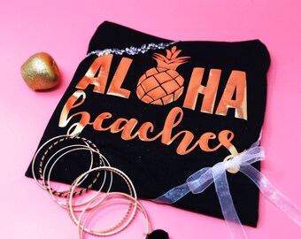 Aloha Beaches Bachelorette Party Shirt Aloha Bride Hawaii Pineapple Tank Top Bridesmaid Gift Wedding Party Shirt