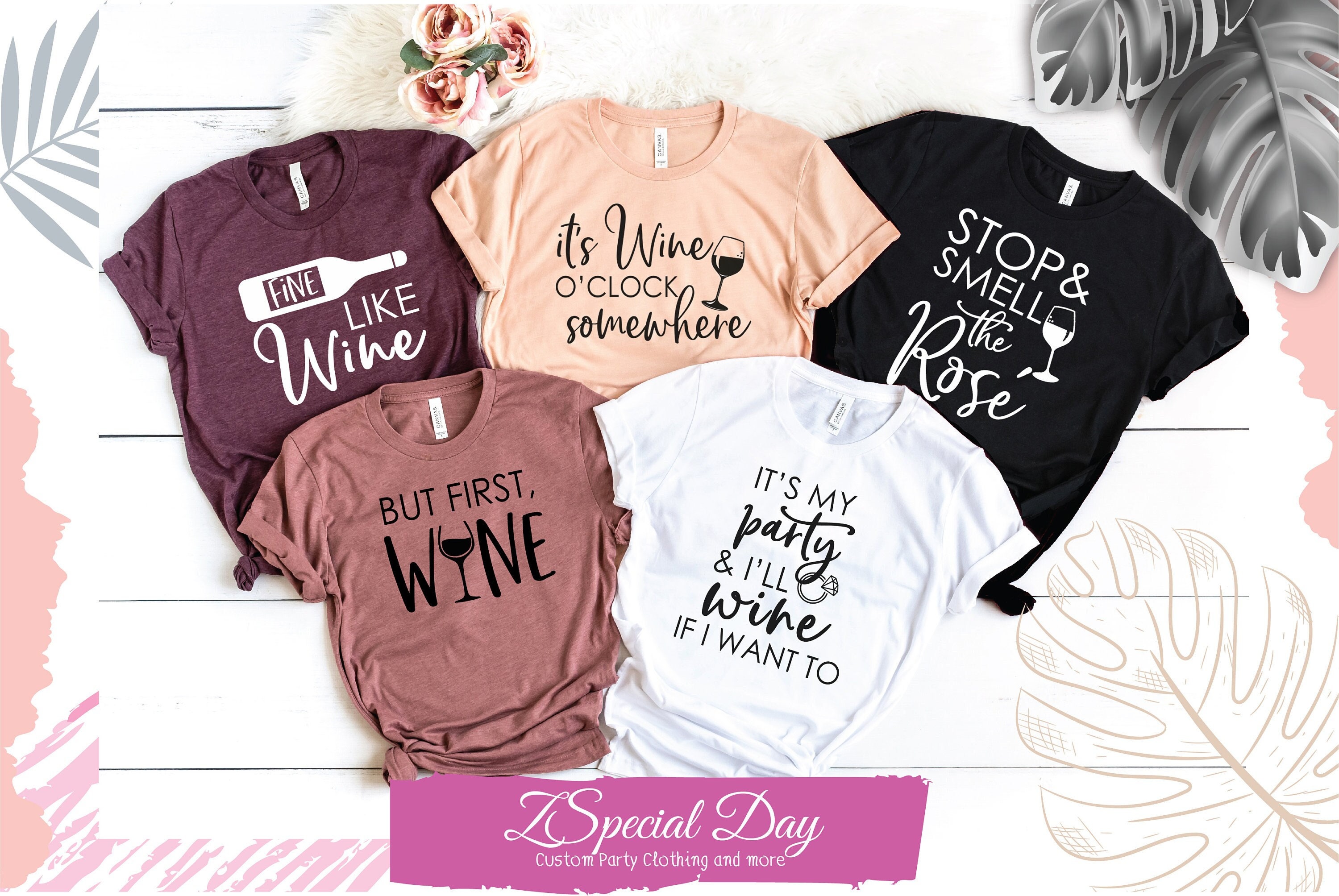 Wine bridal hotsell party shirts