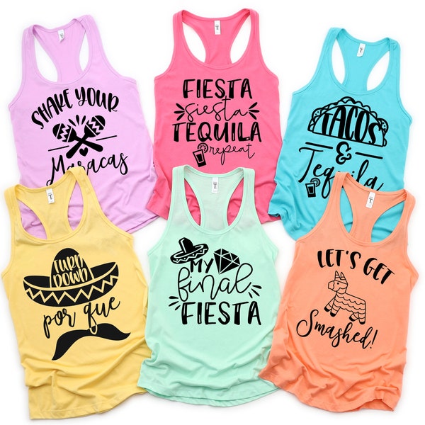 Fiesta Bachelorette Party Shirts, Final Fiesta Shirt, Let's Get Smashed, Cinco De Mayo Shirt, Shake Your Maracas, Nacho Average Bride Shirt