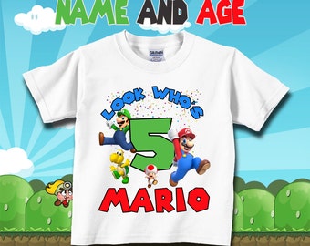 Super Mario Bros Birthday Custom Tshirt Mario tshirt Personalize t-shirt Super Mario