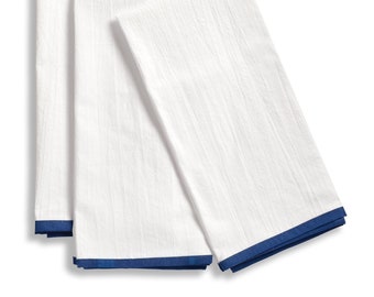 Kitchen Towels - Set of 3, Limoges Blue, Premium Cotton, Large Size 30” x 20” in.  Lint free.