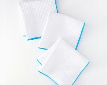 Dishcloths, Set of 3.  Waffle Woven Textured Dishcloths. Brings Function and Beauty. 100% Cotton; Size 12-inch square.