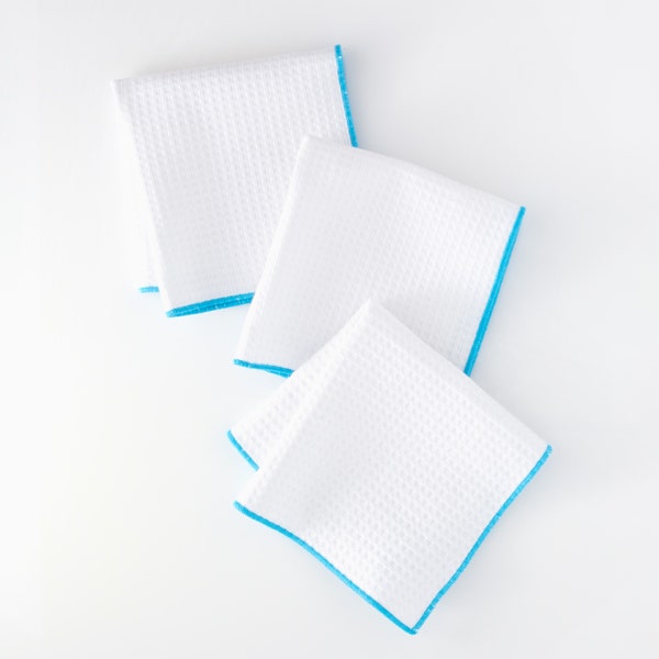 Dishcloths, Set of 3.  Waffle Woven Textured Dishcloths. Brings Function and Beauty. 100% Cotton; Size 12-inch square.