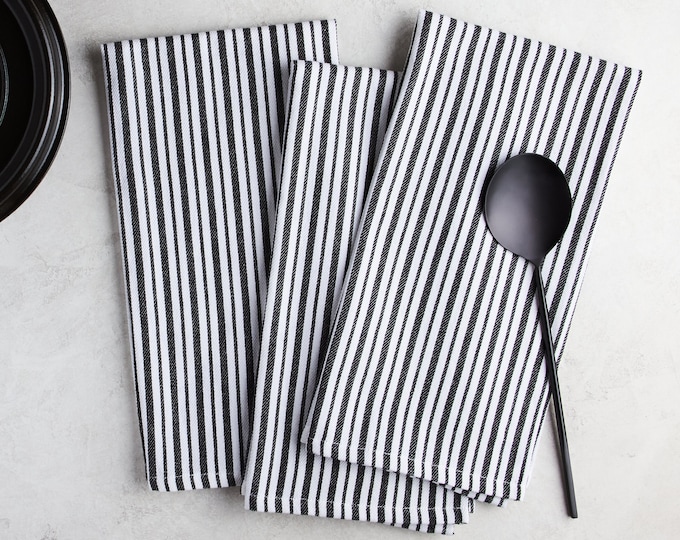 Modern Kitchen Towel Black Hand Towel Black Grain Sack Etsy