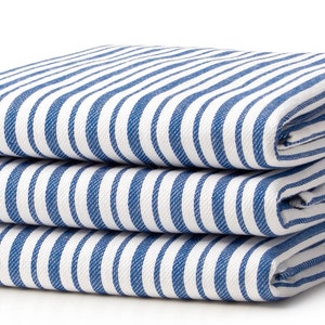 Kitchen Towels, Set of 3, Large Premium Cotton, Modern Blue Stripes, 20x30, 100% Strongly Woven Cotton, Absorbent, Hanging Loop image 2