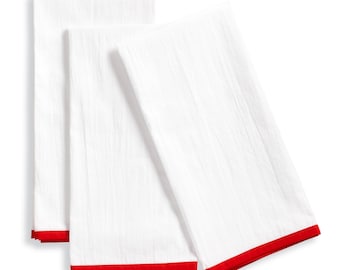 Paños de cocina Red Hem – Juego de 3, algodón tejido de primera calidad (50,8 x 76,2 cm)