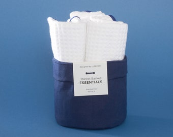 Paños de cocina de algodón con tejido de gofre en cesta - Juego de 3