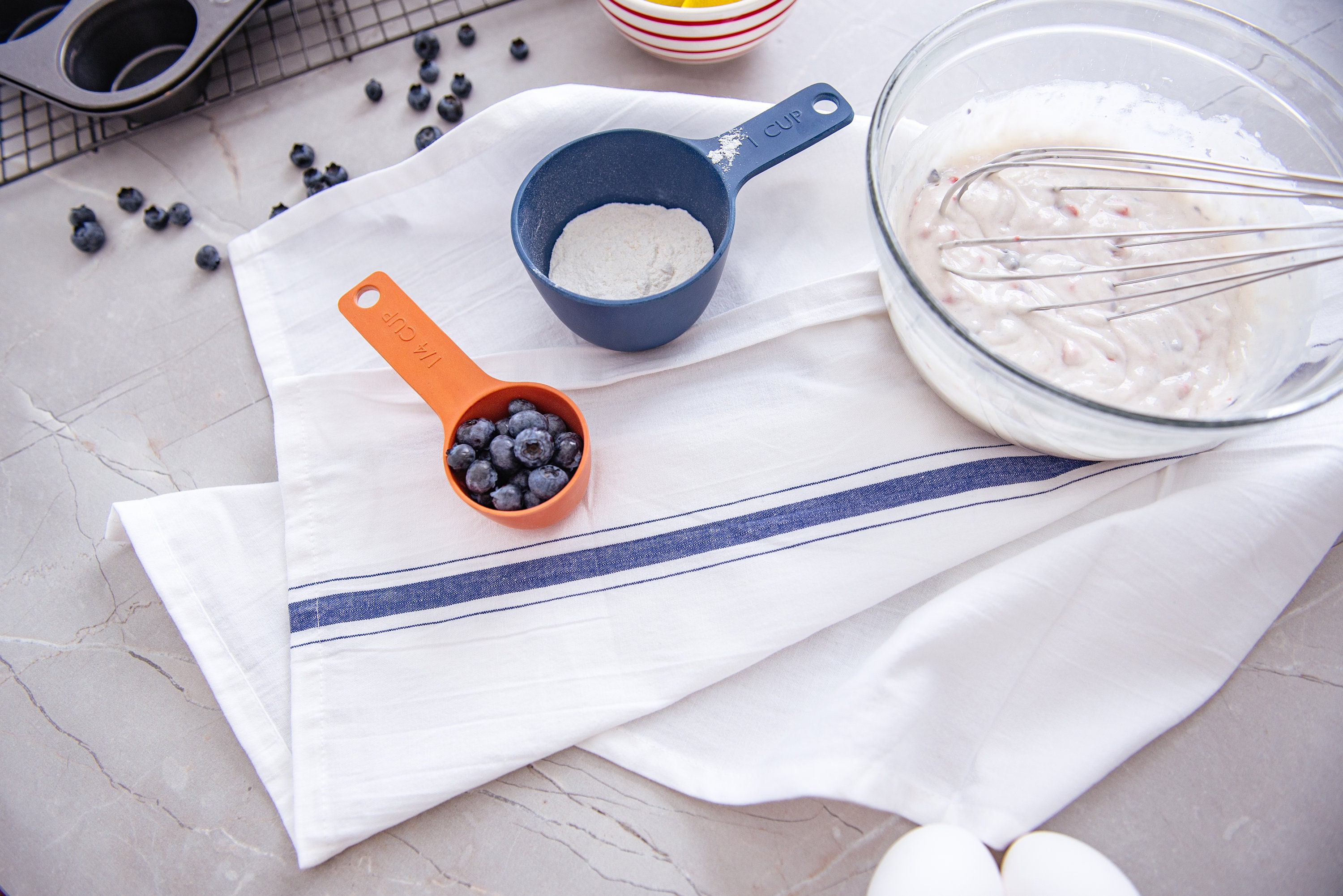3 Large Kitchen Towels Blue Uniquely Made for Extra Etsy