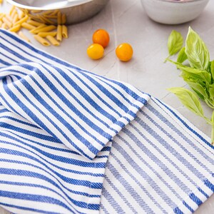 Kitchen Towels, Set of 3, Large Premium Cotton, Modern Blue Stripes, 20x30, 100% Strongly Woven Cotton, Absorbent, Hanging Loop image 6