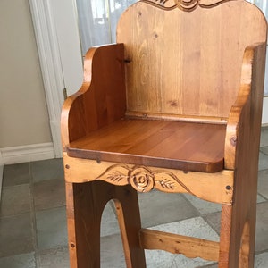 Rose highchair for older children, simple woodworking plan, simple carving plan, furniture plans,easy do it yourself woodworking plans.