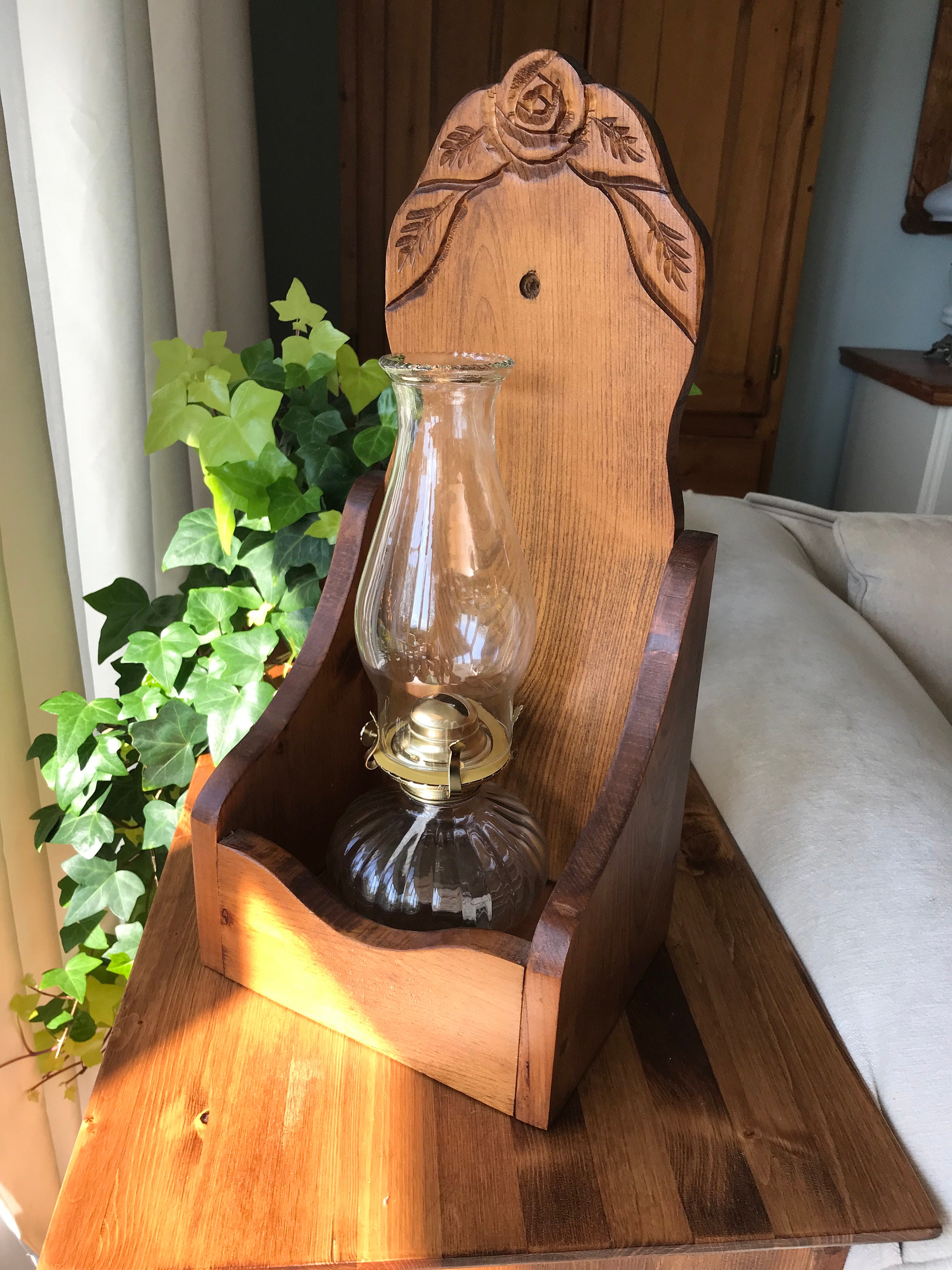 Wooden oil lamp holders cheap for a wall