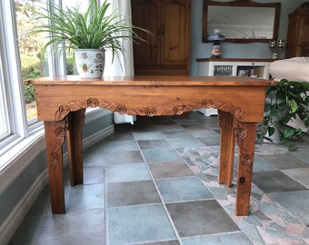 Rose harvest or entry table woodworking and carving plan, simple woodworking, simple carving, furniture plans, do it yourself plans.