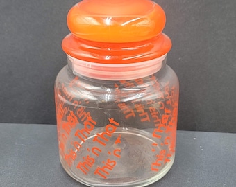 Vintage Clear Glass Container w Lid This n That 5.5" tall