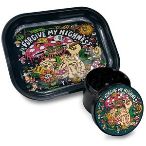 Highness Psychedelic Herb Grinder Trippy Grinder Optional Rolling Tray Mushroom Herb Grinder with Catcher Cute Girly Trippy Grinder for Men