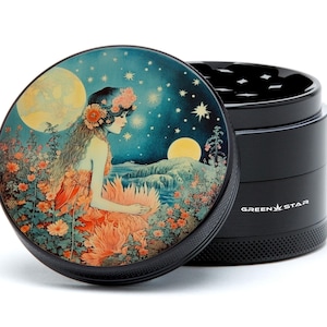 Fairy and Moon Herb Grinder with Catcher - Cute Large 2.5 inch 63mm Grinder