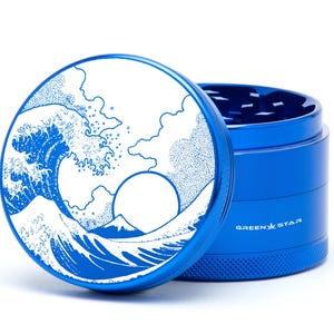 Herb Grinder 2.5&quot; Grinder Custom Grinder 4 Piece Herb Grinder - Tsunami Wave Design